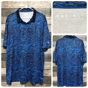 Maelreg Performance Polo Shirt Men’s 2XL Blue Stretch Short Sleeve Golf